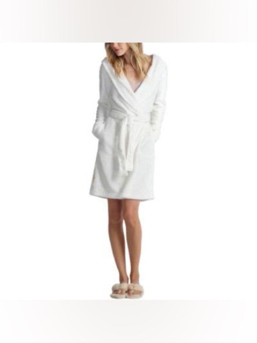 UGG White (Seagull) Miranda Plush Hooded Wrap Robe, S, GREAT CONDITION